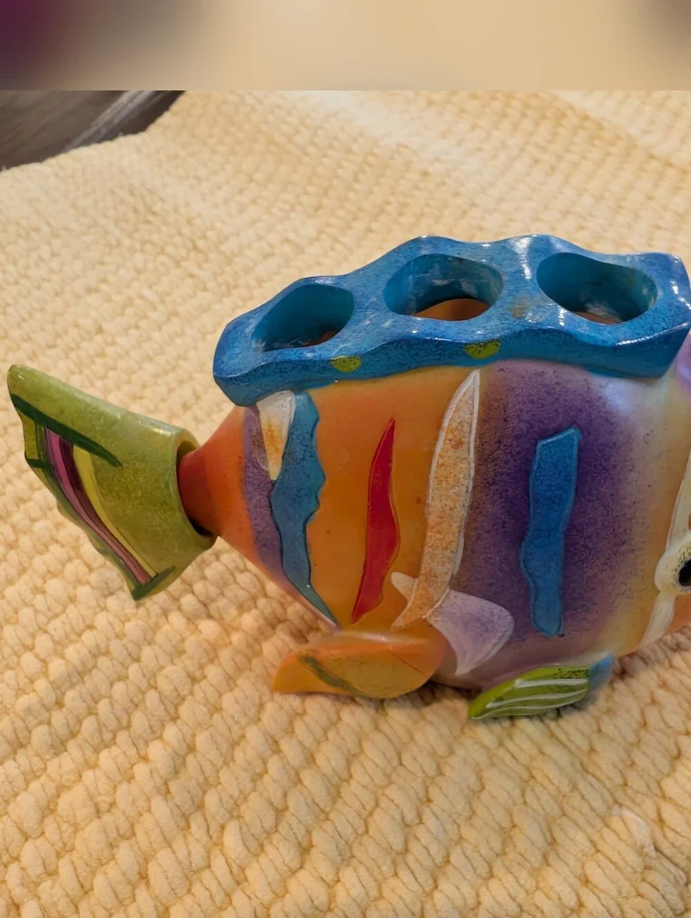 3 piece Set- Tropical Colorful Fish Soap Dispenser Toothbrush Holder & Cup.